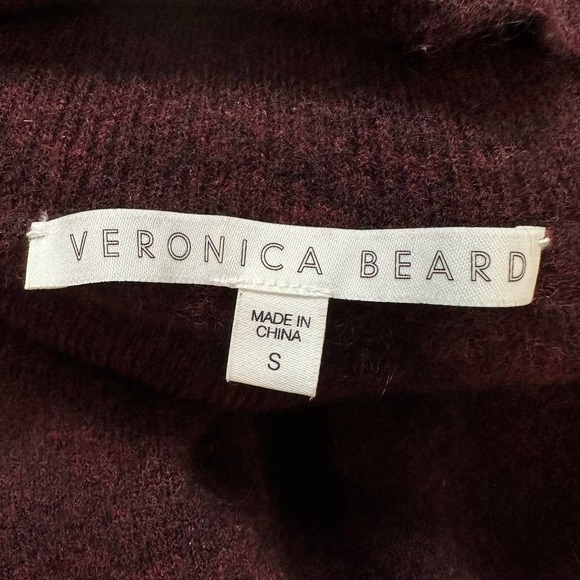 Veronica Beard Denisa Turtleneck Sweater Merino Wool Yak Blend Burgundy/ Black - Picture 11 of 13